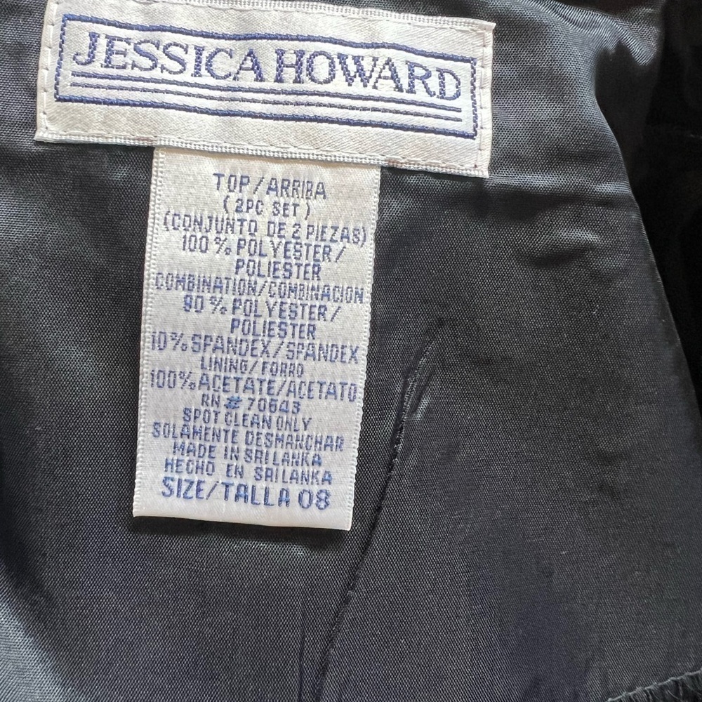 Jessica Howard Long Sleeve Black Sparkly Top With Velvet Collar/belt Size 8 - Picture 5 of 5